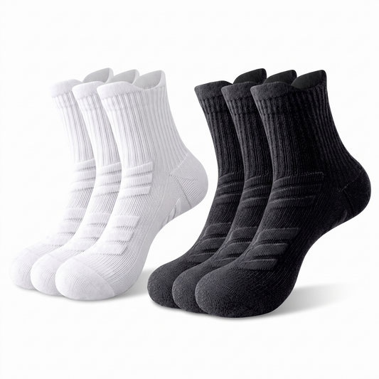 Cushioned Pickleball Socks in White and Black