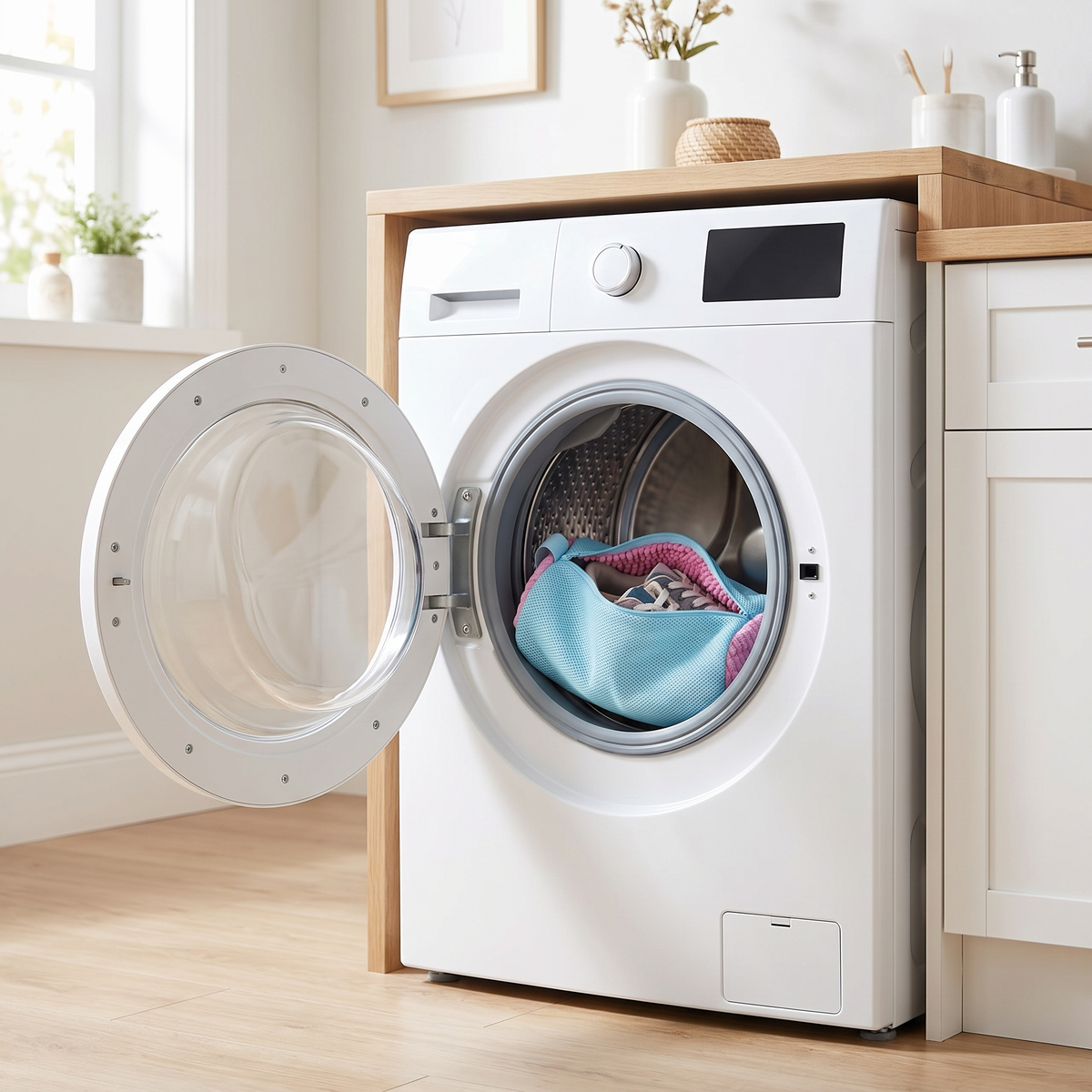 Shoe Washing Bag in a front-loading washing machine